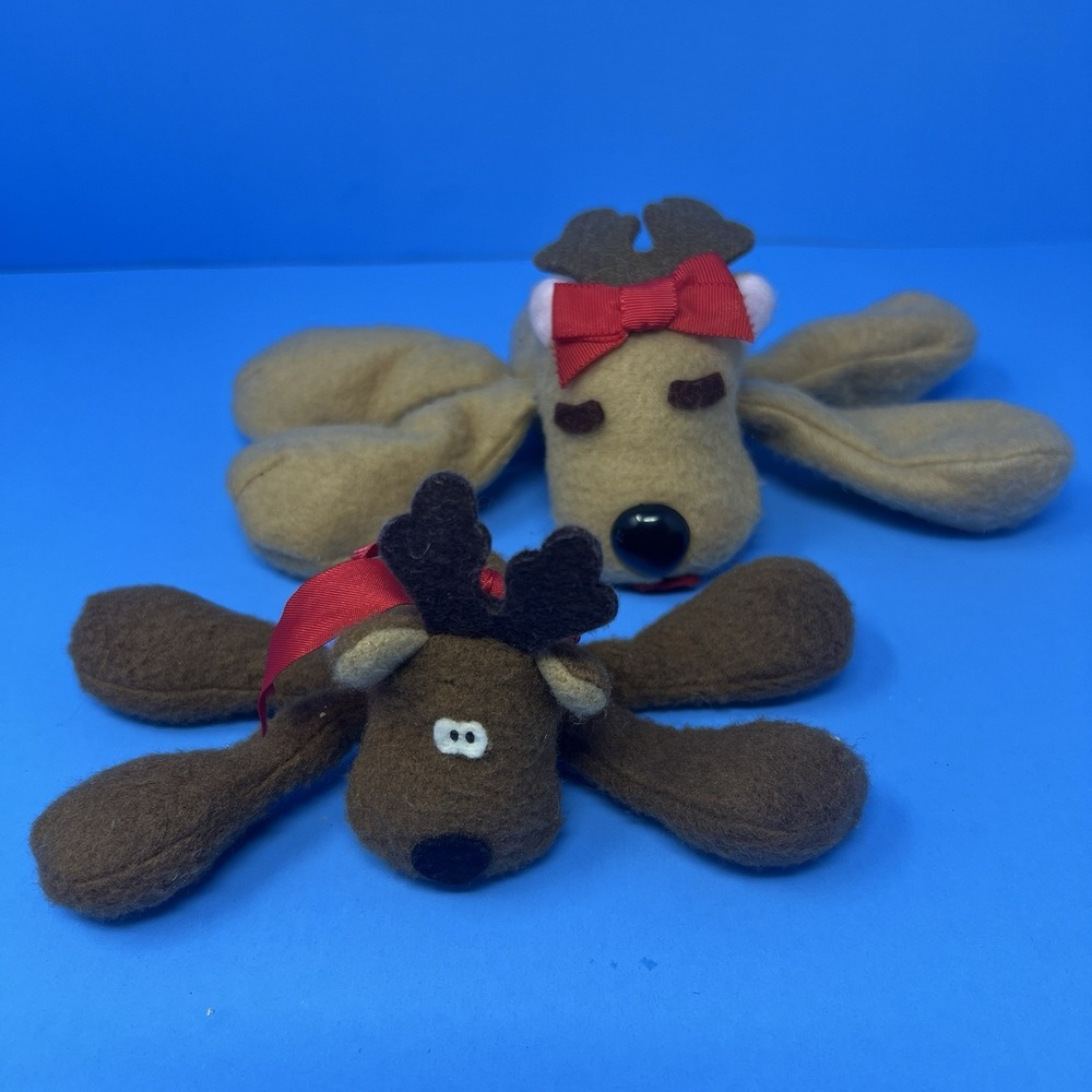 Hallmark Rhonda Rodney Reindeer Plush Bean Bag 1988 Vintage Christmas Pair Toy